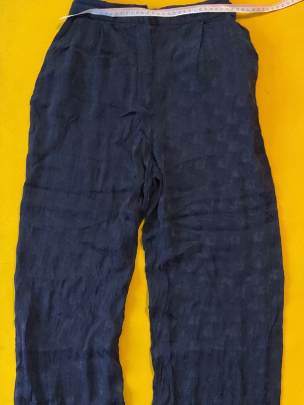 Zara Blue Navy Floral Jacquard Trousers